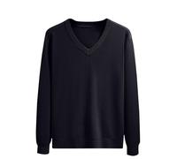 Men's Jumper V Neck Long Sleeve T-Shirt Top Classic Soft Pullover Regular Fit Winter Sweater Casual Solid Color Workwear Sports Sweatshirt Black