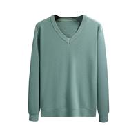 Men's Jumper V Neck Long Sleeve T-Shirt Top Classic Soft Pullover Regular Fit Winter Sweater Casual Solid Color Workwear Sports Sweatshirt Army Green