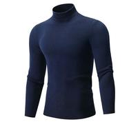 Men's Jumpers 4XL, Arrival Sweater: Half High Neck Casual Solid Color Knit Layer (Navy, L)