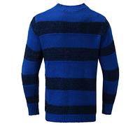 Men's Jumpers 4XL, Casual Men's Sweater Pullover Striped Knitted Men's Round Sweater Neck Men's Sweaters Pullovers (Blue, XXL)