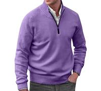 Men's Jumpers Cotton Blend Long Sleeve Jumper Quarter Zip Pullover Sweater Stand Collar Winter Pullover Thick Warm Solid Color Jumpers Classic Golf Sweater Casual Work Jumpers Smart Jumper