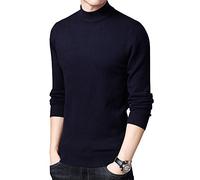 Men's Jumpers Half High Collar Knitted Pullover Slim Fit Warm Sweater Navy 3XL