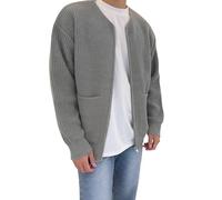 Men'S Jumpers,Men'S Sweater Coat Fall Knit Solid Color Have Pockets Round Neck Zipper Long Sleeve Sweater Knitwear Coat