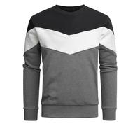 Mens Jumpers No Hood Long Sleeve Crew Neck Patchwork Color Block Printed Slim Fit Sweatshirt Pullover Sweater Casual Classic Mens Stylish Shirts Adult Teen Male Tops UK (Dark Gray,XXL)