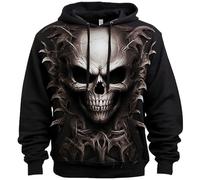 Mens Jumpers Sweatshirt Men's Halloween Long Sleeved Hooded Sweatshirt Men's Casual Unique Printed Design Long Sleeved Hooded Sweatshirt (Grey, L)