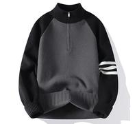 Mens Jumpers UK, Men's Sweatshirts, Sweater Coat Half Zip Stand Collar Knit Thermal Pullover For Indoor Outdoor Wear Versatile Comfortable Soft