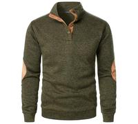 Men's Jumpers Winter Stand Collar Sweatshirts Joint Stitching Casual Jacquard Hoodless Pullover with Elbow Patches Jumper Vintage Sport Sweatshirt Polo Shirts for Outdoor Activities