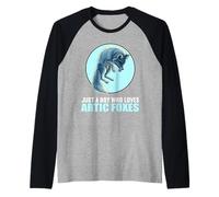 Mens Just a Boy who Loves Arctic Foxes Arctic Fox Raglan Baseball Tee