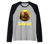 Mens Just a Boy who Loves Baboons Baboon Raglan Baseball Tee