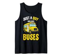 Mens Just a Boy who loves Buses School Bus Toddler Boy Kids Tank Top