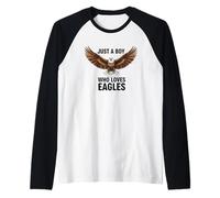 Mens Just A Boy Who Loves Eagles Raglan Baseball Tee