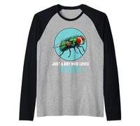 Mens Just a Boy who Loves Flies Fly Raglan Baseball Tee