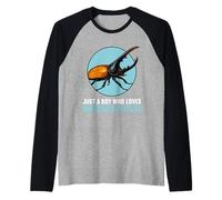 Mens Just a Boy who Loves Hercules Beetles Hercules Beetle Raglan Baseball Tee