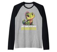 Mens Just a Boy who Loves Iguanas. guanas Iguana Raglan Baseball Tee