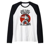 Mens Just A Boy Who Loves Karate Martial Arts Karate Lover Karate Raglan Baseball Tee