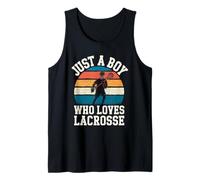 Mens Just A Boy Who Loves Lacrosse Field Sport Kids Lacrosse Tank Top