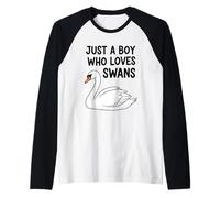 Mens Just A Boy Who Loves Swans Raglan Baseball Tee