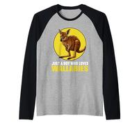 Mens Just a Boy who Loves Wallabies Wallaby Raglan Baseball Tee
