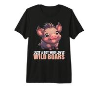 Mens Just a Boy who Loves Wild Boars. Wild Boars Wild Boar Premium T-Shirt