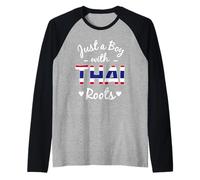 Mens Just A Boy with Thai Roots Thailand Heritage Raglan Baseball Tee