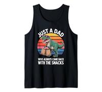 Mens Just a Dad Who Came Back with Snacks Dino Graphic Tank Top