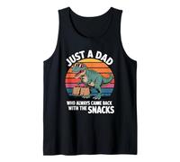 Mens Just a Dad Who Came Back with Snacks Dino Tank Top