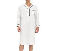 Men's Kaftan Thobe Long Sleeve Muslim Robe Casual Button Up Kaftan Thobe Muslim Gown Home Suit Comfortable Loose Sleeping Dress Gown Sleepwear Loungewear Daily Wear