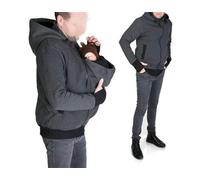 Mens Kangaroo Jacket for Dad and Baby Hoodie Pullover Sweatshirt Carrier dad Kangaroo Shirt for Baby Zipper Hoodie (Grey,XL)