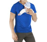 Mens Kangaroo Shirt V Neck Short Sleeve Plain Tops Shirts Soft Comfy T-Shirts with Pockets Cozy Light Weight Tees Blue