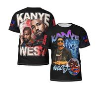 Men's Kanye Rapper Music Short Sleeve T-Shirts Stylish Versatile Summer Tees Multi-Sided Printed Shirt Multicoloured L