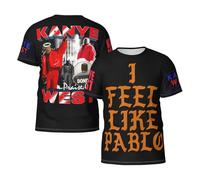 Men's Kanye Rapper Music Short Sleeve T-Shirts Stylish Versatile Summer Tees Multi-Sided Printed Shirt Multicoloured M