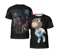 Men's Kanye Rapper West Short Sleeve T-Shirts Stylish Versatile Summer Tees Multi-Sided Printed Shirt Multicoloured M
