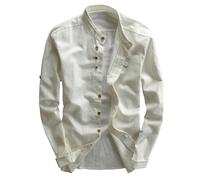 Men's Katana Japan Style Shirt LinenJapan Style Shirt, Men's Cotton Linen Standing Collar Double Breasted Shirt,Chinese Collar Shirts for Men