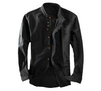 Men's Katana Japan Style Shirt LinenJapan Style Shirt, Men's Cotton Linen Standing Collar Double Breasted Shirt,Chinese Collar Shirts for Men