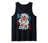 Mens Kawaii Anime Cartoon Boy Protected By Japanese Dragon Tank Top