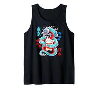 Mens Kawaii Anime Maneki Neko Cat Protected By Japanese Dragon Tank Top