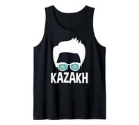 Mens Kazakh Boy Silhouette Proud Kazakhstan Flag Shades Tank Top