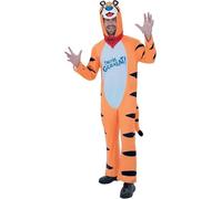 Smiffys Kelloggs™ Tony The Tiger™ Costume All in One & Scarf, Officially Licensed Kelloggs Fancy Dress, Adult Dress Up Costumes