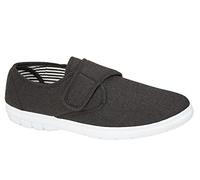 Mens Kevin Shoe Tree Wider Fitting Casual Canvas Fastening Pump Trainer Deck Shoes Loafer Size 9 UK Charcoal