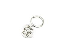 Men'S Keychain Stainless Steel, Silver Friendship Keychain Round Keychain "Best Gigi Ever" Round Tag Anniversary Memorial Gift