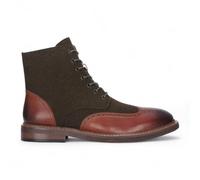 Men's Khaki Brown Brogue Leather Ankle Boots - Clifford