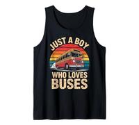 Mens Kids Just a Boy who Loves Buses - Bus Lover Boys Tank Top