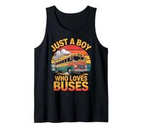 Mens Kids School Bus Costume Just a Boy who Loves Buses Tank Top