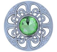 Mens Kilt Fly Plaid Brooch - Culloden Pin Brooches - Elegant Pewter Brass Antique Finish - Celtic Kilt Pin Various Gemstone Colors, 3-Inch Diameter (Irish Green - Chrome)