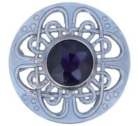 Mens Kilt Fly Plaid Brooch - Culloden Pin Brooches - Elegant Pewter Brass Antique Finish - Celtic Kilt Pin Various Gemstone Colors, 3-Inch Diameter (Purple - Chrome)
