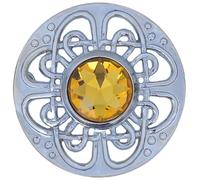 Mens Kilt Fly Plaid Brooch - Culloden Pin Brooches - Elegant Pewter Brass Antique Finish - Celtic Kilt Pin Various Gemstone Colors, 3-Inch Diameter (Yellow - Chrome)
