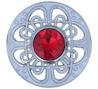 Mens Kilt Fly Plaid Brooch - Culloden Pin Brooches - Elegant Pewter Brass Antique Finish - Celtic Kilt Pin Various Gemstone Colors, 3-Inch Diameter (Red - Chrome)