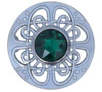 Mens Kilt Fly Plaid Brooch - Culloden Pin Brooches - Elegant Pewter Brass Antique Finish - Celtic Kilt Pin Various Gemstone Colors, 3-Inch Diameter (Bottle Green - Chrome)
