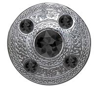 Men's Kilt Fly Plaid Brooch Silver Finish - 5 Stone Plaid Brooch WIth Stone - Scottish Kilts Plaids Brooches 4 Inches Various Colour Stones - Kilt Acessories Irish Gift (Grey)