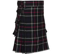 Men's Kilt in MacKenzie Tartan Leather Straps 16OZ Acrylic Wool Utility Kilts (36'' Around The Belly Button)